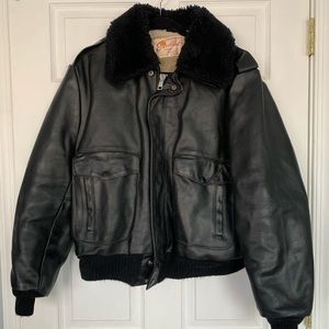 Vintage Leather Bomber Jacket